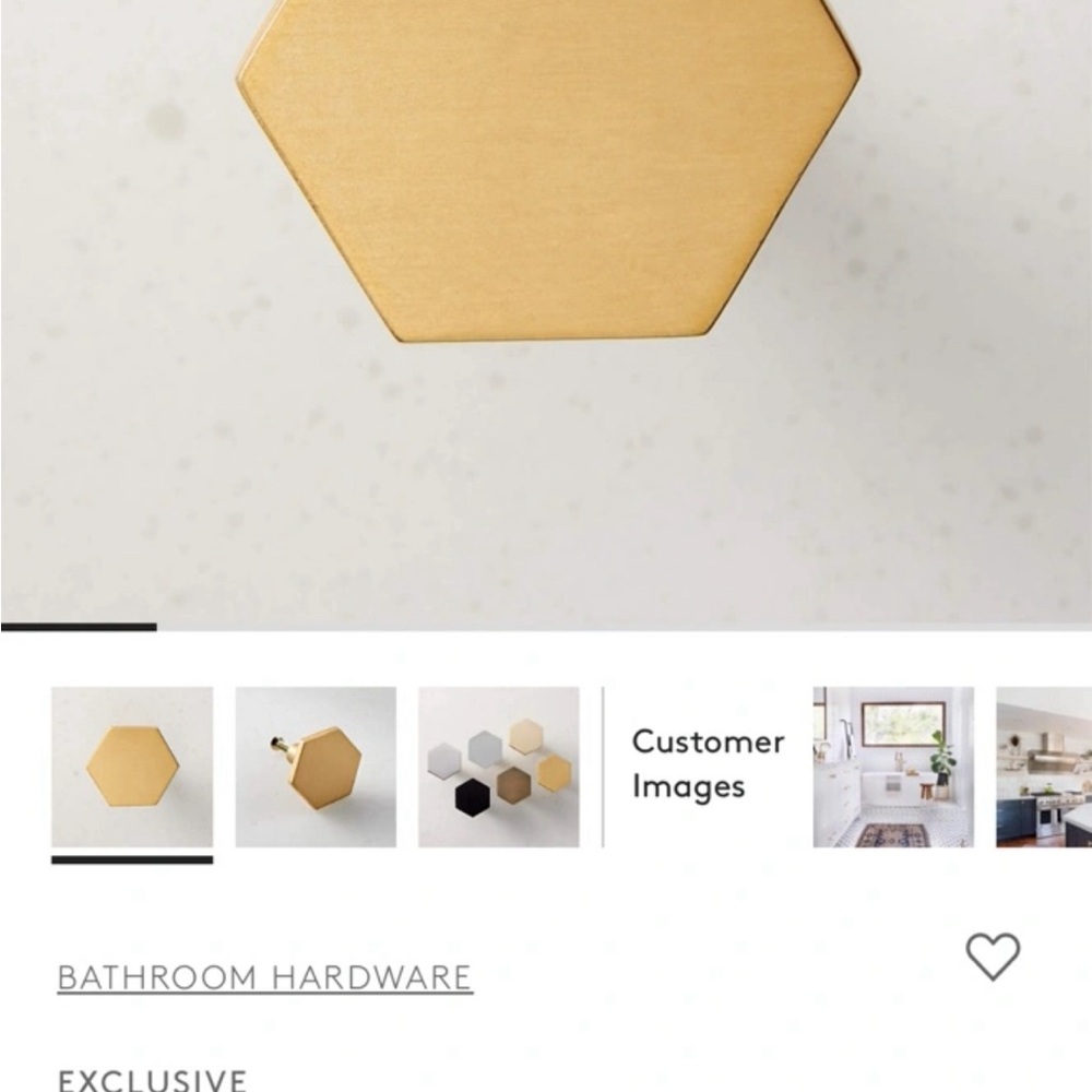 Hexagonal Gold Bathroom Knob